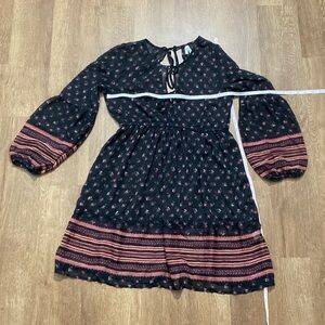 Mudd Large Sheer Dress Beach cover Up Boho Floral Black Pink